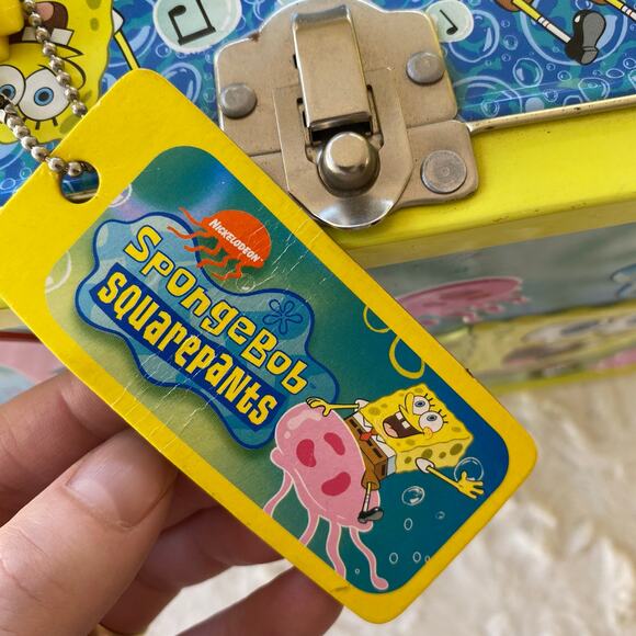 Vintage Nickelodeon SpongeBob SquarePants Large Embossed Metal Lunch Box 13x9x4 - Picture 5 of 12